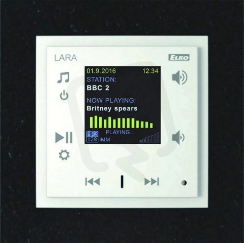 LARA internetové rádio ve vypínači LARA Radio šedá ELKO EP 8595188149235
