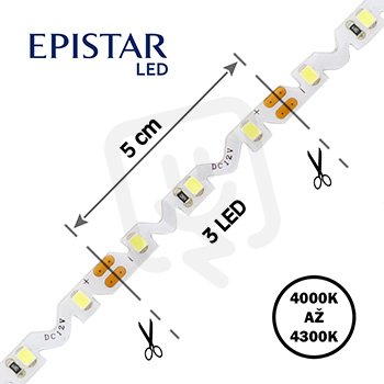 LED pásek 60LED/m, 3528, IP20, 4300K 5m 5W FK TECHNICS 4738460-60