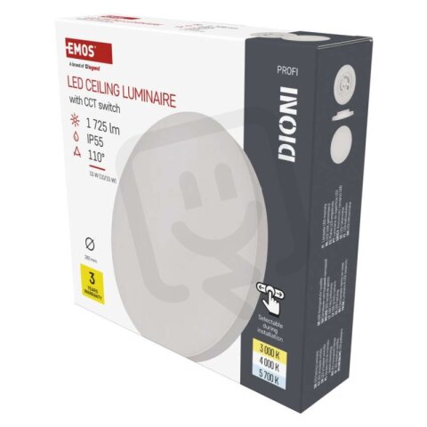 LED přisazené svítidlo DIONI kruhové, bílé, 15W, se změnou CCT EMOS ZM7150