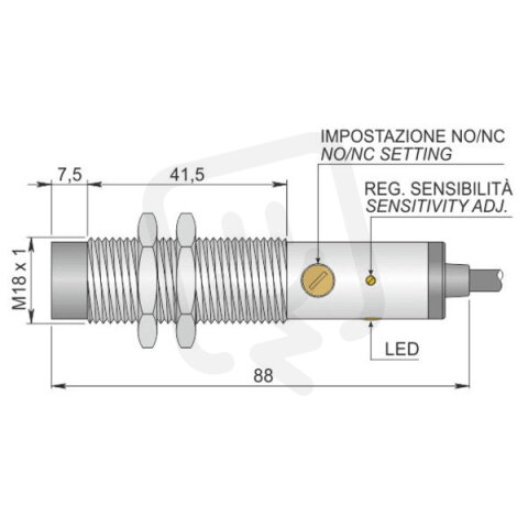 Kapacitní senzor d18 mm AECO SC18SM-AE10 NO/NC