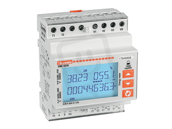Lovato DMED330 Elektroměr podsvícený LCD 3DI RS485 montáž na DIN lištu