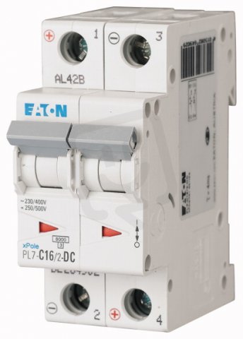 Jistič PL7-C16/2-DC-DC, char. C, 2-pólový, 10kA, 16A EATON 264902