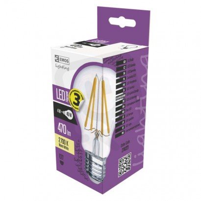 LED žárovka Filament A60 4W(40W) 470lm E27 WW Z74221 Emos teplá bílá