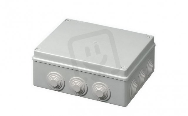 Krabice S-BOX 506, 240x190x90mm, 12 průchodek, IP55 šedá, plastové šrouby, 650°C