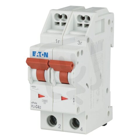PLI-C4/2 Jistič PLI (bezšroubové svorky nahoře) char C 2-pólový 10kA 4A 101295