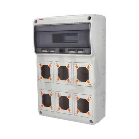 Famatel 3962 Skříň 3962 ACQUA Combi IP65, 6 otvory, 13 modulů, 500x330x150mm