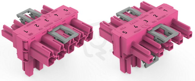 T-rozdělovač 5pól. Kód. B Růžová WAGO 770-1743