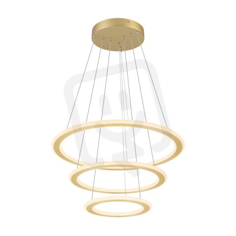 ONE FLAT závěsné svítidlo, triple, 300 cm, 2700/3000 K, DALI 2, Touch, mosaz