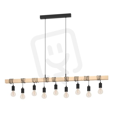 Závěsné svítidlo TOWNSHEND E27 černá/dřevo 9X60W IP20 EGLO 44099