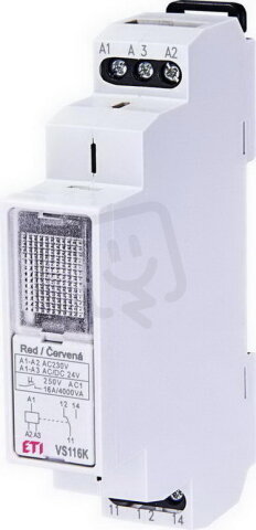 Pomocné relé VS116K, 1xCO, 16A 230V AC/24V AC/DC červená kontrolka ETI 002471201