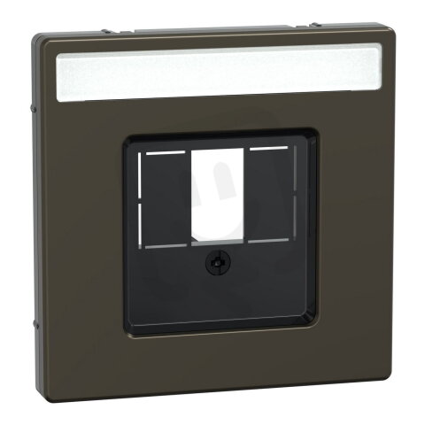 Centrální deska, Merten System D, s otvorem a popis. polem, mocca kovová, kov