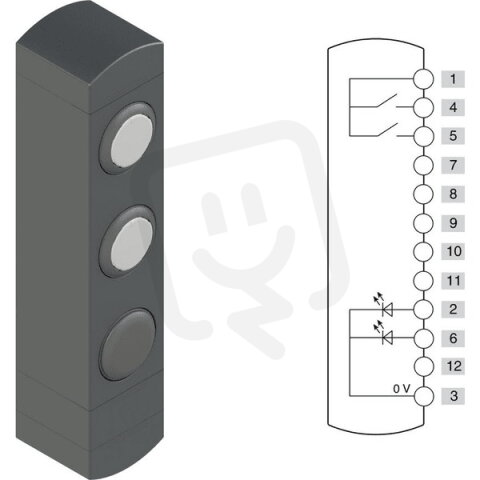 Ovládací jednotka BN 3 prvky (konfigurace B09) Konektor M12,12 pólů, IP65