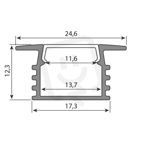 Vestavný hliníkový profil VL2 25x13mm bez difuzoru 2m MCLED ML-761.425.04.2