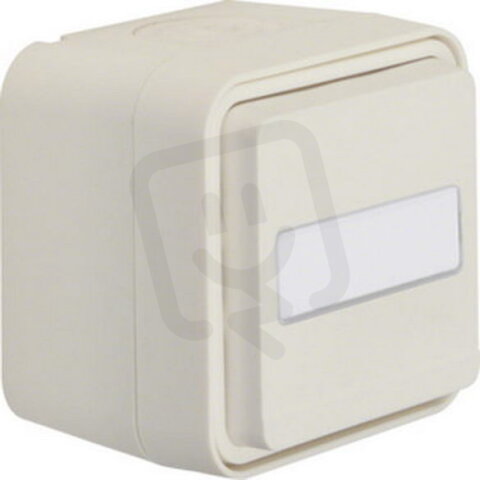 Zásuvka SCHUKO s víčkem, popisovým polem, komplet., IP 55, Berker W.1, bílá, mat