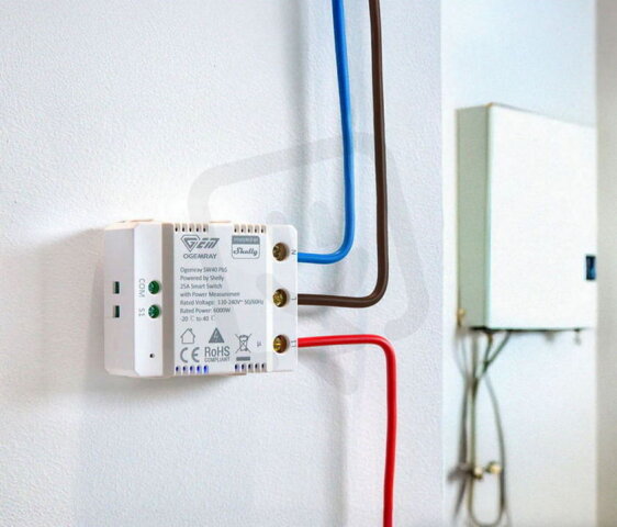 Relé SHELLY OGEMRAY SMART RELEY 25A s měřením spotřeby, WiFi, Bluetooth