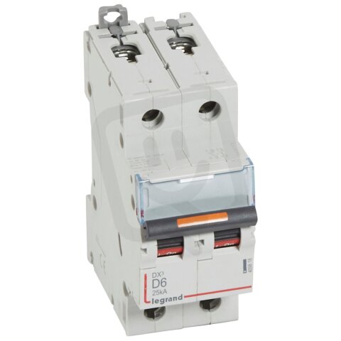 DX3 JISTIČ, 2 PÓLOVÝ, CHAR. D,6A 25KA LEGRAND 409818