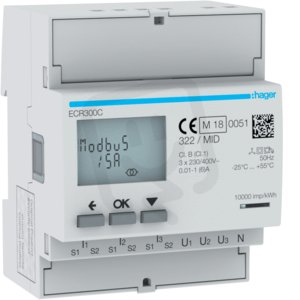 Digitální elektroměr 3F, 2Tar. nepřímé měř. x/5 (6000 A), s Modbus výstupem, MID