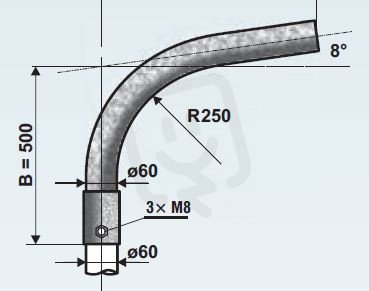 Amako 0911000060 výložník sadový,obloukový pro stožáry LBH A,LBH B,KKA,KK,KL,K,S