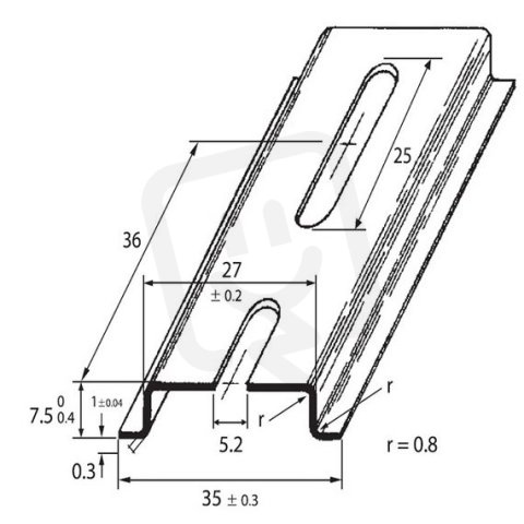 DIN-lista 35x7,5 - perforovaná, šířka 5,2mm 2m SCHMACHTL TS 35/F5