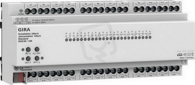 Akční člen vyp/žal 24f/12f 16A na DIN Standard KNX Secure GIRA 503000