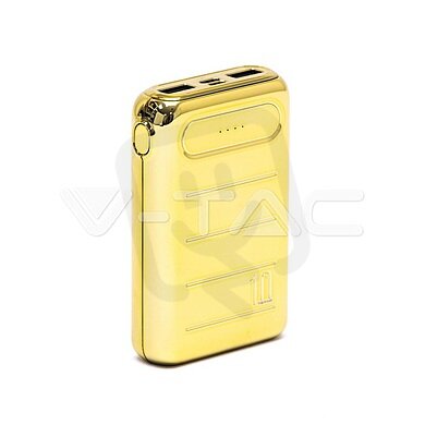 10K Mah Gold Finish Power Bank Dual USB+
