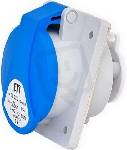 Průmyslová zásuvka vestavná zkosená 1F IP54 32A 230V 2p+PE ETI 004482079