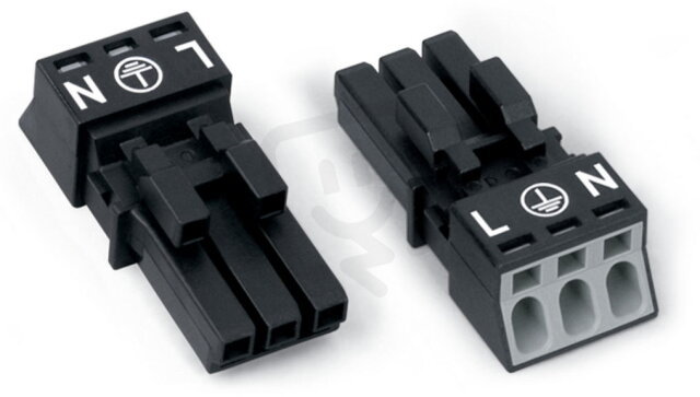 Zdířka 3pól. Kód. A černá WAGO 890-203