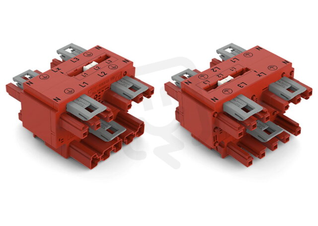 Rozvaděč, trojfázový na střídavý proud, se změnou fáze, 5pól./3pól., červená