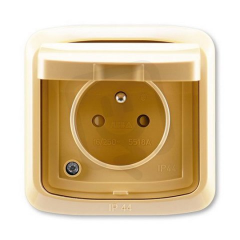 ABB 5518A-2999 D Zásuvka jednonás. s clonkami, víčkem, rámečkem, s drápky, IP44