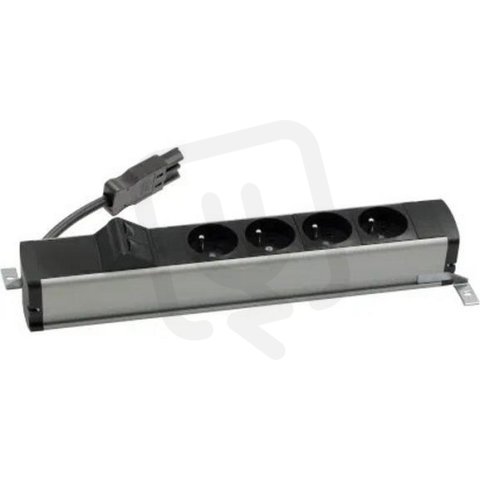 Standardní zásuvkový blok: 4x 250 V typ E + 2x zásuvka RJ45 hliník černý