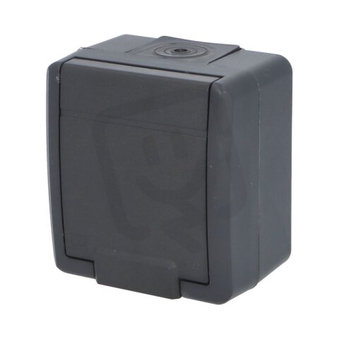 ATLAS 2K IP55 Zásuvka 2P+PE s ochr. kolíkem, antracitová FAMATEL 19082-09