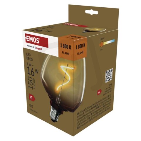 LED žárovka DECO S123, E27, 4 W (16 W), 150 lm, flame EMOS Z59G01