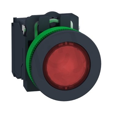 Ovadač stiskací prosvětlený zapuštěný s LED Ru 230 V AC SCHNEIDER XB5FW34M5