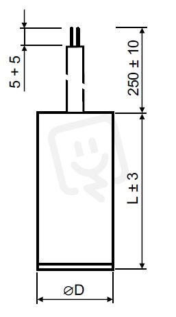 Mot.kondenzátor 70uF kabel 2x0,75,250mm