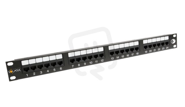 19" Patch panel 24 x RJ45 CAT6 UTP 350 MHz černý 1U SOLARIX 24200024