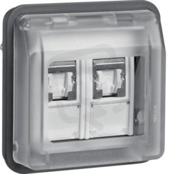 Zásuvka datová 2-násobná RJ 45 FTP Cat.6e přístroj IP55 W.1 šedá 14103505