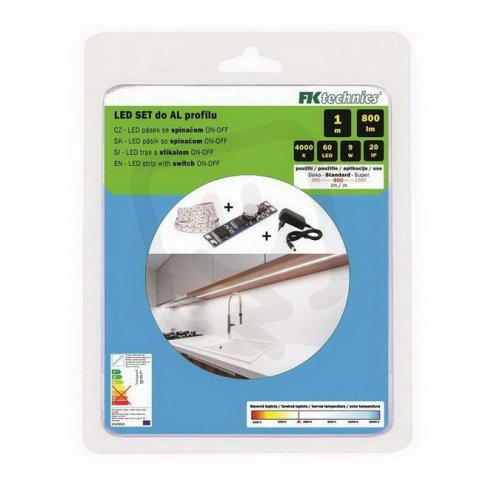 SET-LED pásek 1m s mechanickým spínačem do AL profilu, 4000K FK TECHNICS 4739366