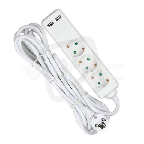 3 Ways Socket With 2 USB (3G 1.5MM2 X 5M