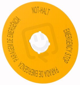 Eaton M22-XAK12 Označovací štítek nouzového vypnutí,IP66, D=90mm, DE, EN,ES,POR