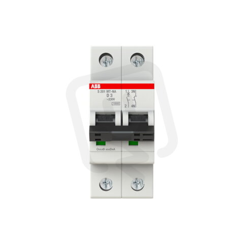 ABB S201MT-D3NA, 1 fázový jistič (1+N), 3A, D, 10kA, určeno pro drážní aplikace