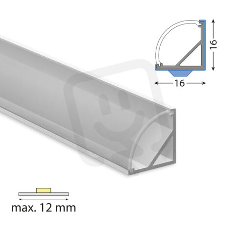Rohový hliníkový profil RF 16x16mm včetn