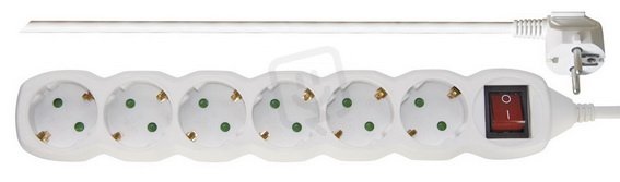 Prodlužovací kabel 6 zásuvek 5M s vypínačem SCHUKO Emos P1625