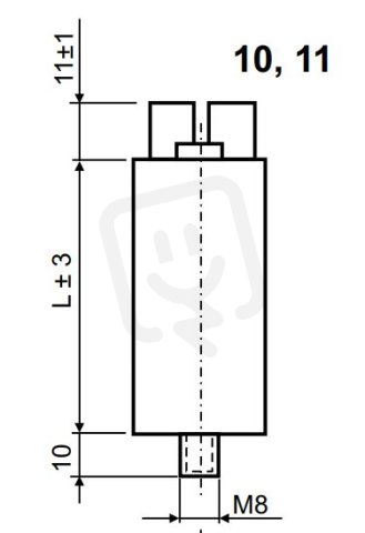 Světelný kompenzační kondenzátor 12uF 30x75 svorka šroub M8 LCP0120011