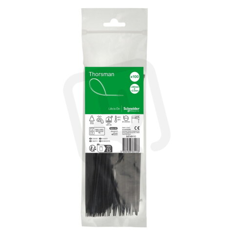Stahovací páska, Thorsman, 200x2.5, černá, balení 100 ks SCHNEIDER IMT46410