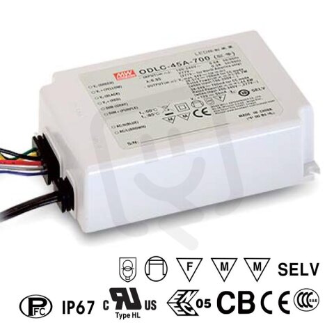 Stmívatelný proudový zdroj 45W 1400mA MEAN WELL ODLC-45A-1400