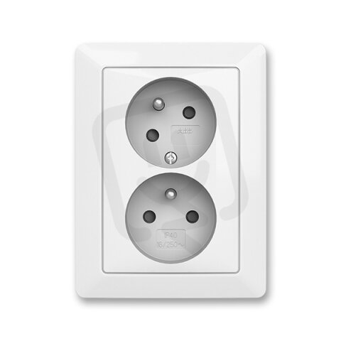 ABB ZONI Zásuvka dvojnásobná s ochr.kolíky matná černá/bílá 5513T-C02157 137