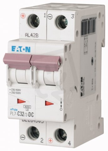 Jistič PL7-C32/2-DC-DC, char. C, 2-pólový, 10kA, 32A EATON 264905