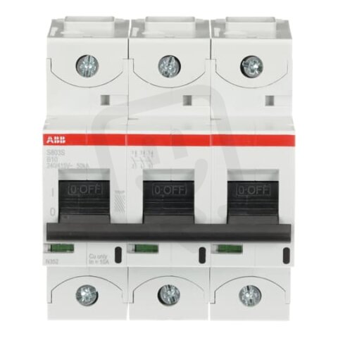 S803S-B10 jistič 3P char. B 10A s klecovou svorkou Icu 50kA ABB 2CCS863001R0105