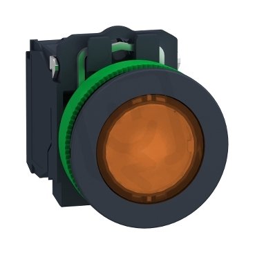 Ovadač stiskací prosvětlený zapuštěný s LED Oranž 24 V AC SCHNEIDER XB5FW35B5