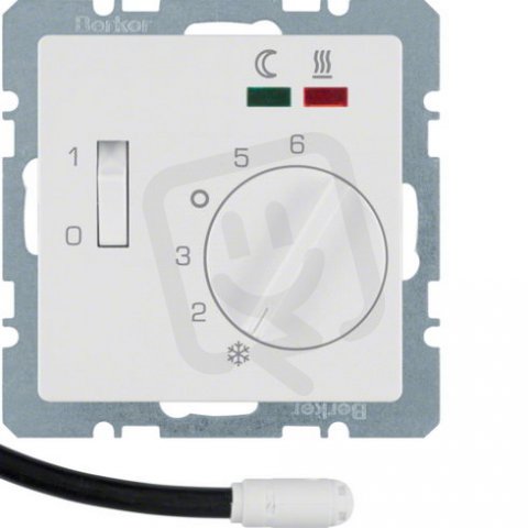Analogový pokojový termostat, včetně čidla, Q.x, bílá, sametová BERKER 20346089